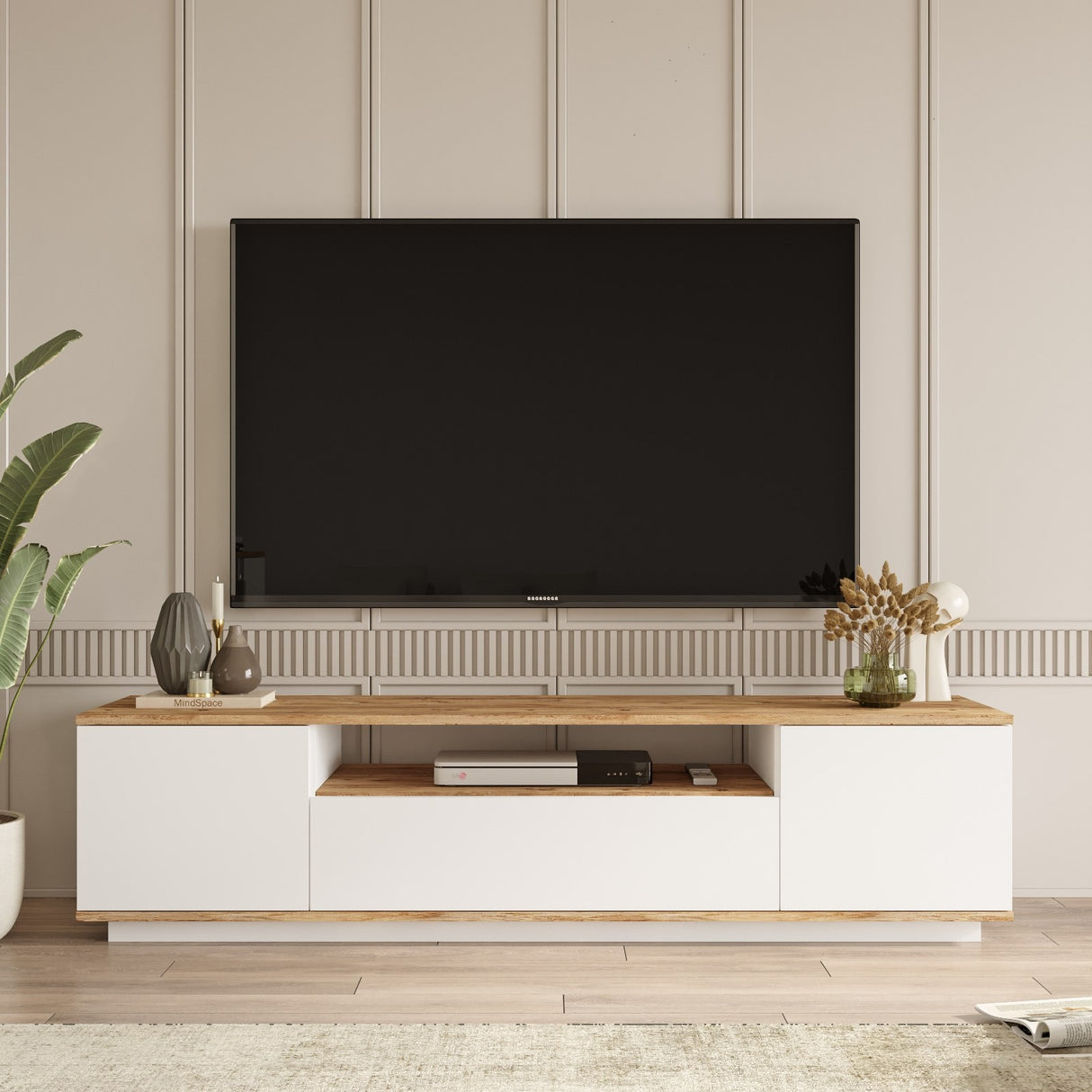TV -Möbel Salerno Atlantic Pine mit Melamine 180x44,6 x 44,5 cm