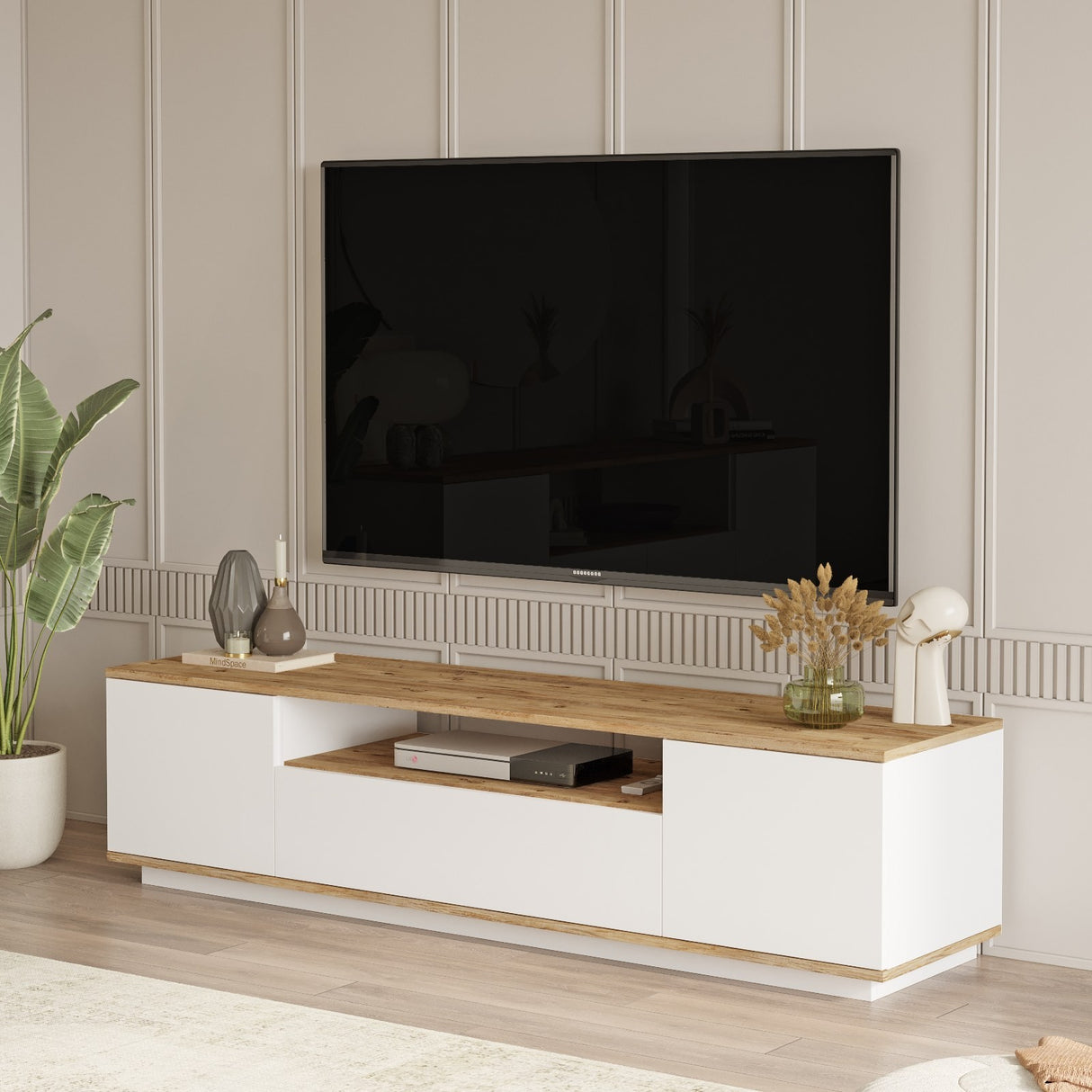 TV -Möbel Salerno Atlantic Pine mit Melamine 180x44,6 x 44,5 cm