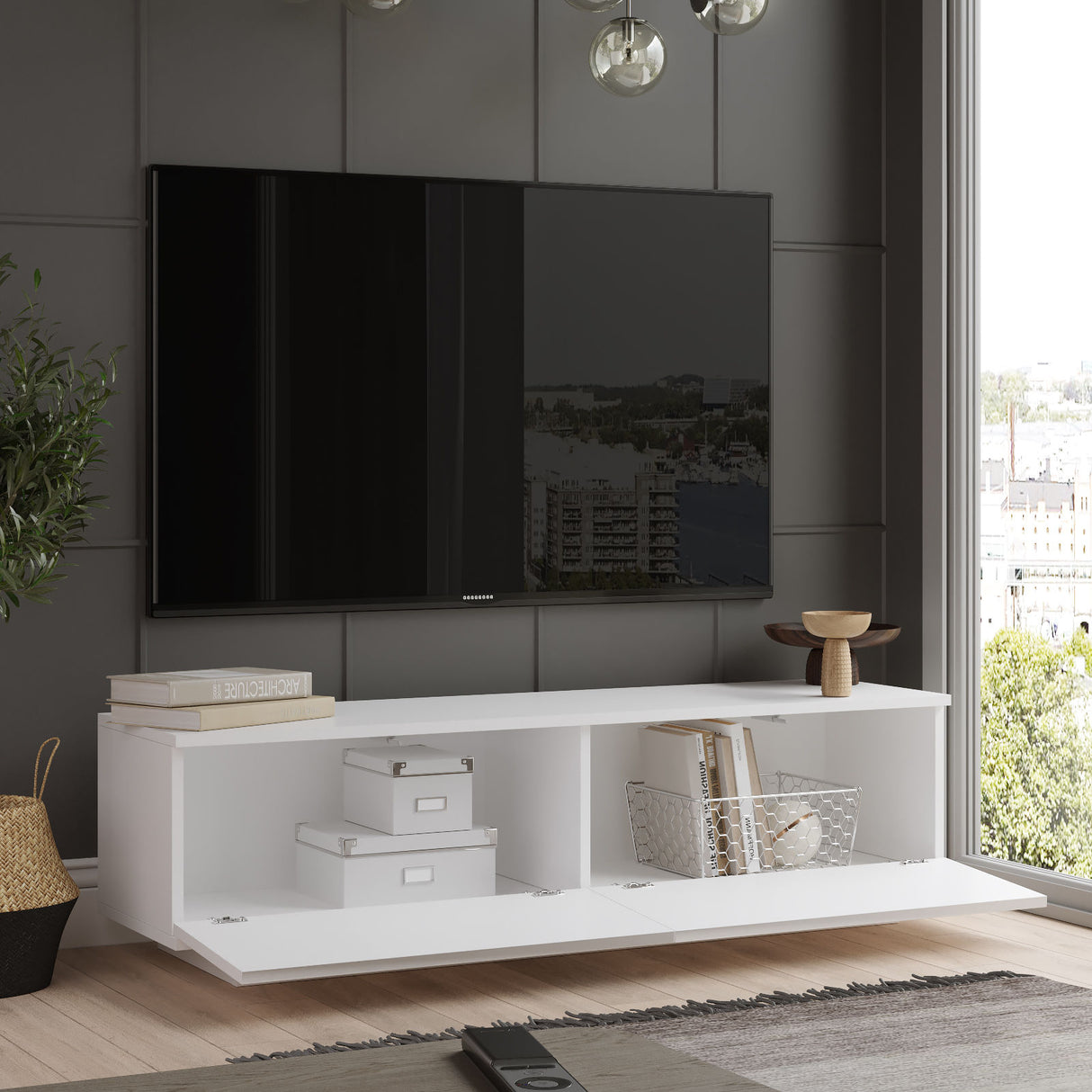 TV-Möbel Merida White Melamin 140x38.2x35,5 cm