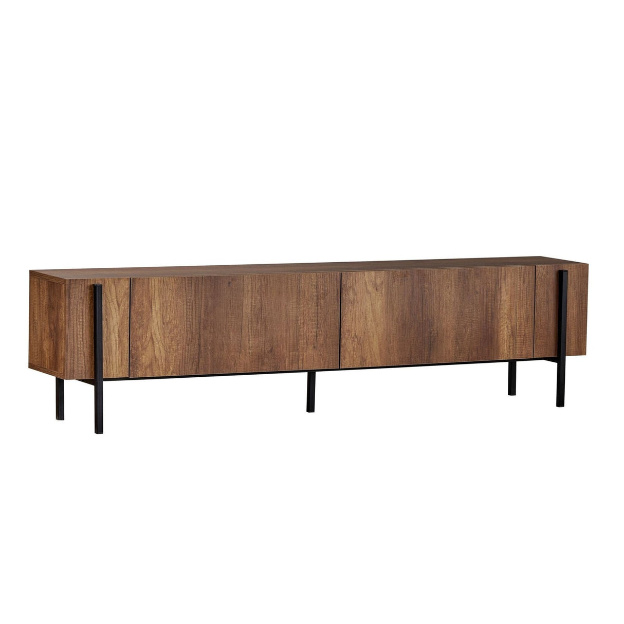 Nexus TV-Schrank Walnussoptik schwarz 180 cm Barocke Walnussoptik und schwarzer Melamin-Holzverbundstoff
