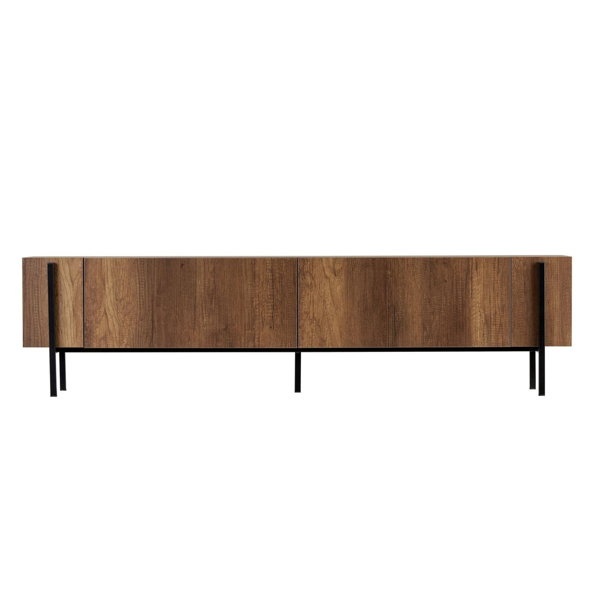 Nexus TV-Schrank Walnussoptik schwarz 180 cm Barocke Walnussoptik und schwarzer Melamin-Holzverbundstoff