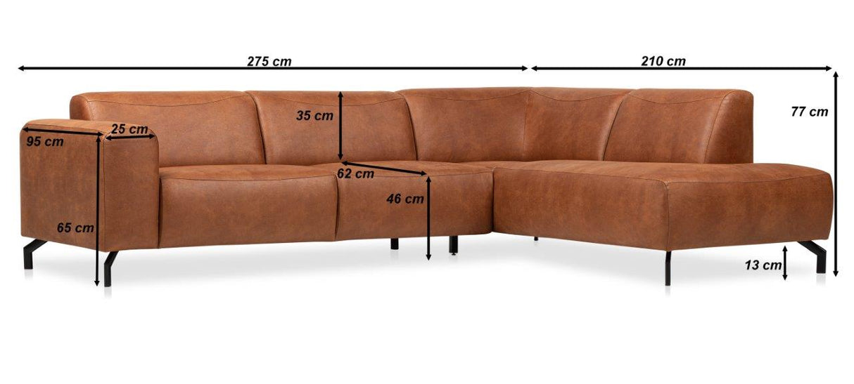 Ecksofa Cognac robust Eco-Leder Barin - rechts