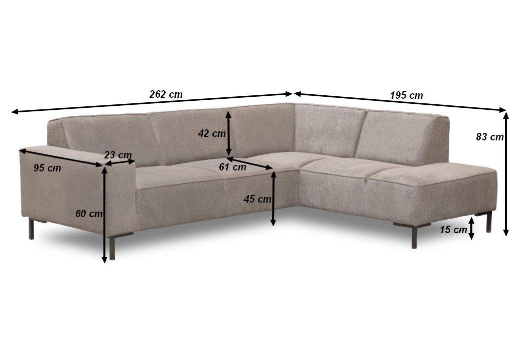 Ecksofa Taupe Chenille Gemäleerd Ravi – rechts