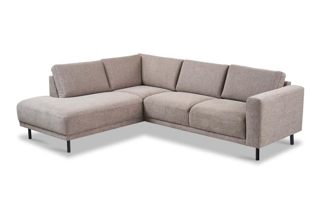 Modernes 3-Sitzer Ecksofa Links Taupe Stoff Aniko mit Liege 240x197x78 cm