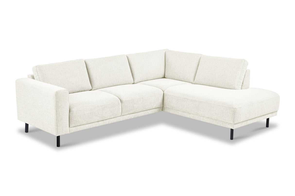 Moderne 3-Sitzer Ecksofa rechts beige Stoff Aniko mit Lounge 240x197x78 cm