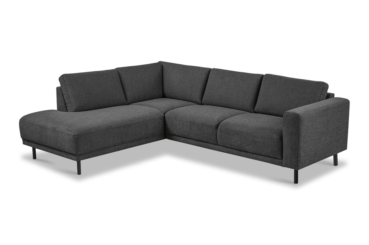 Modernes 3-Sitzer Ecksofa links anthrazit Stoff Aniko mit Liege 240x197x78 cm