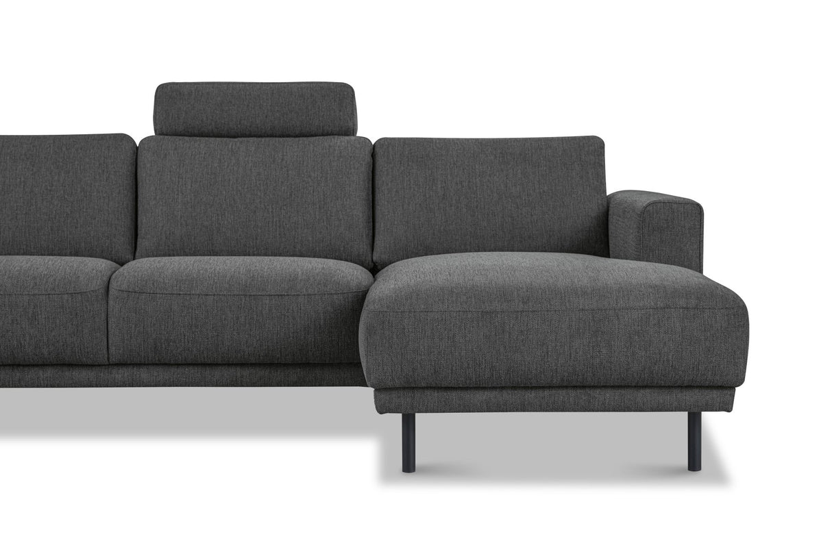 Modernes U-Sofa Ecksofa links Anthrazit Stoff Aniko 310x197x78 cm