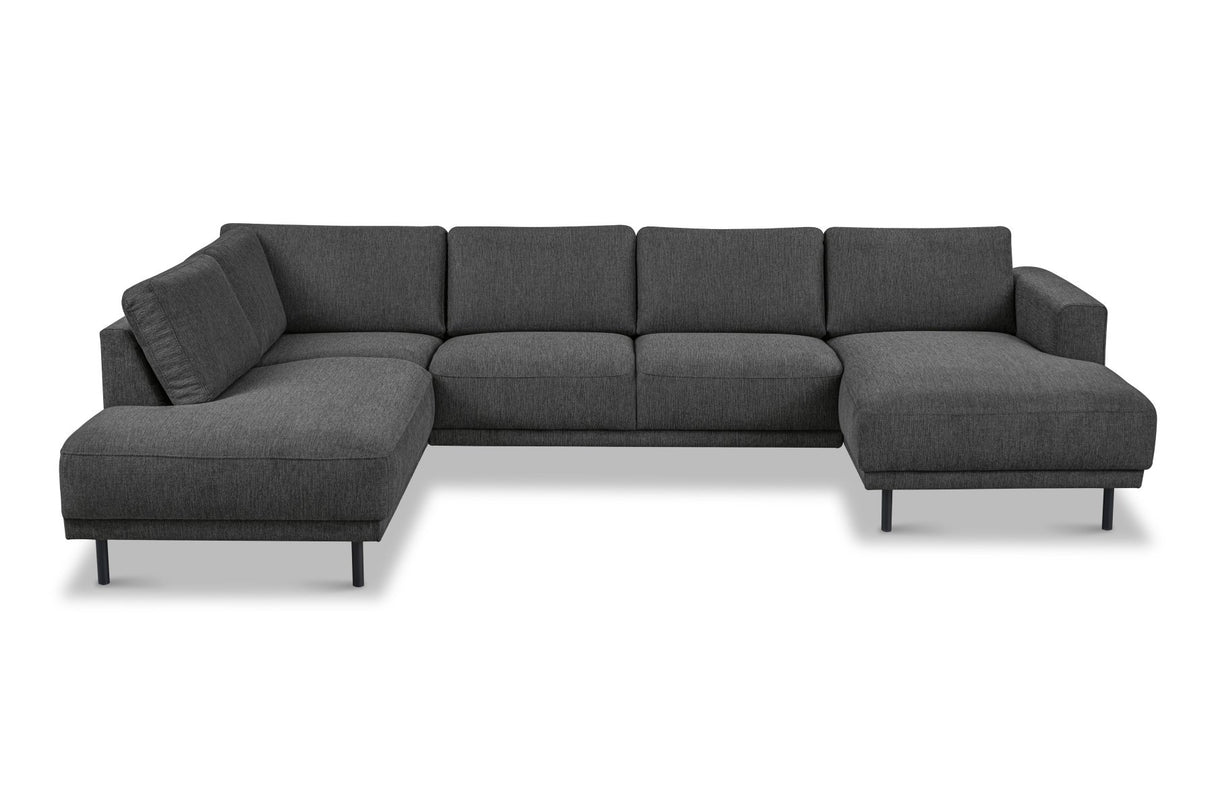 Modernes U-Sofa Ecksofa links Anthrazit Stoff Aniko 310x197x78 cm