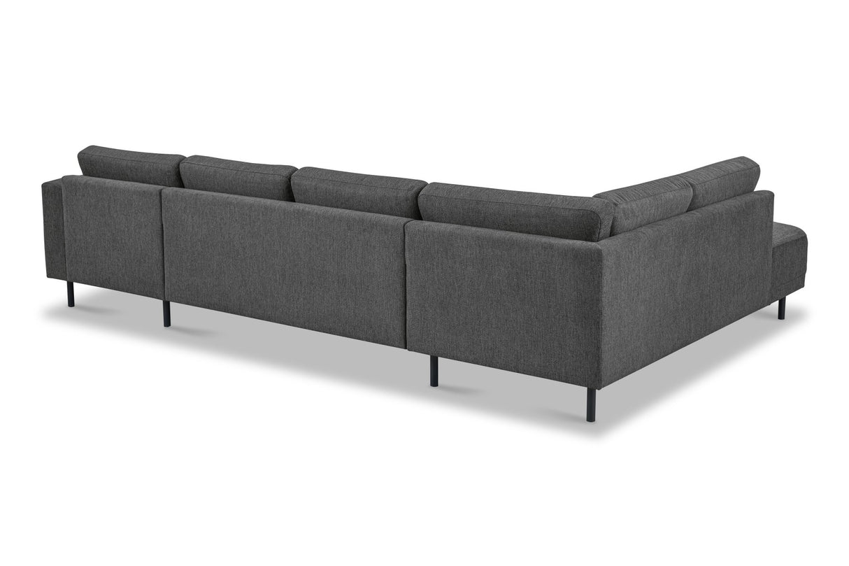 Modernes U-Sofa Ecksofa links Anthrazit Stoff Aniko 310x197x78 cm