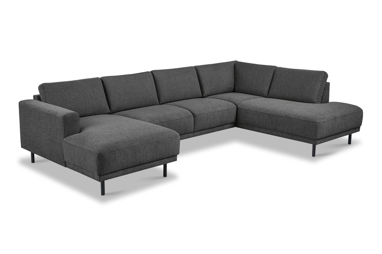 Banken - Moderne U - Bank hoekbank Antraciet Stof - rechts - 310x197x142 cm - Aniko - Dimehouse