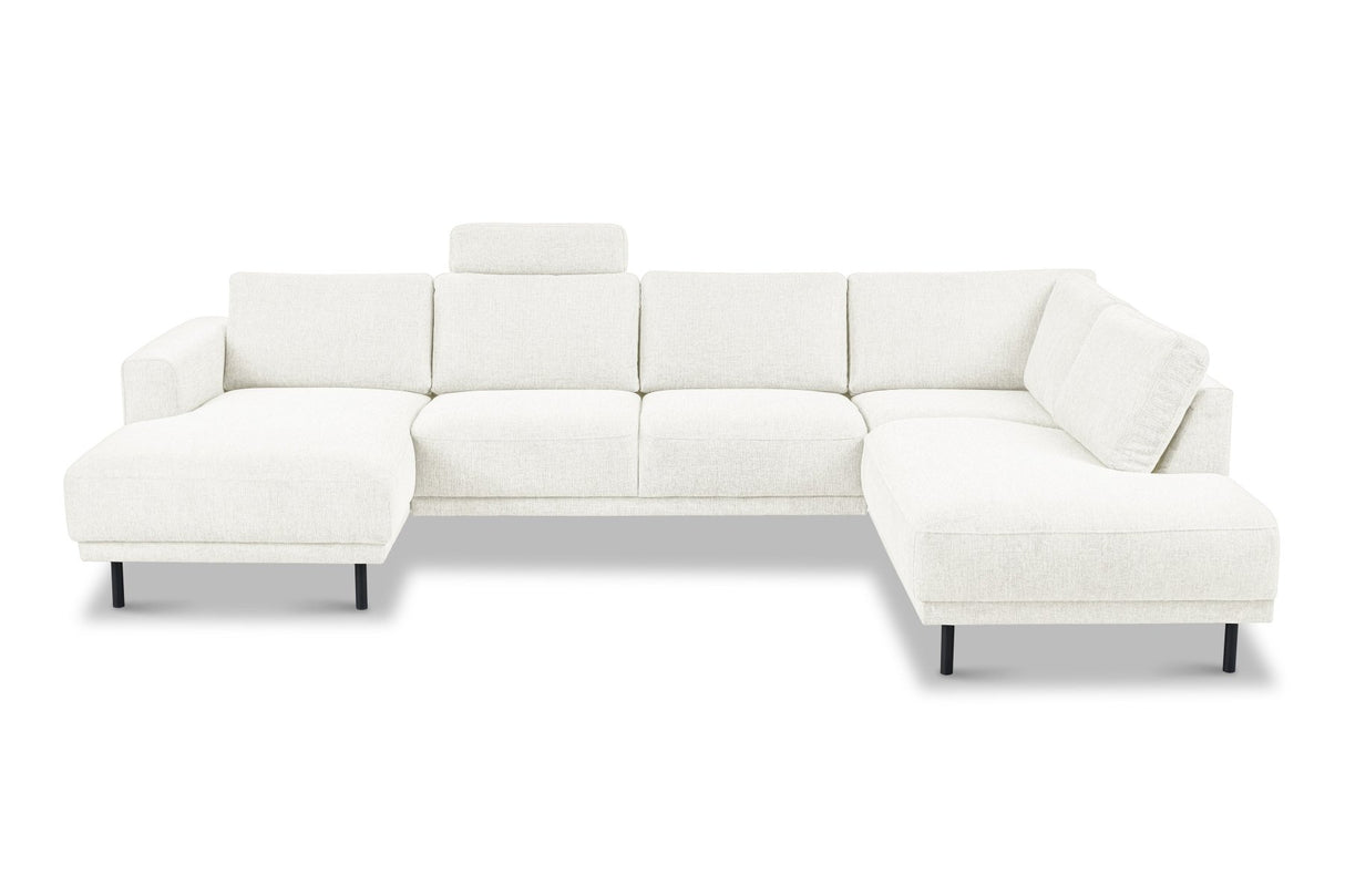 Modernes U-Sofa Ecksofa rechts beige Stoff Aniko 310x197x78 cm