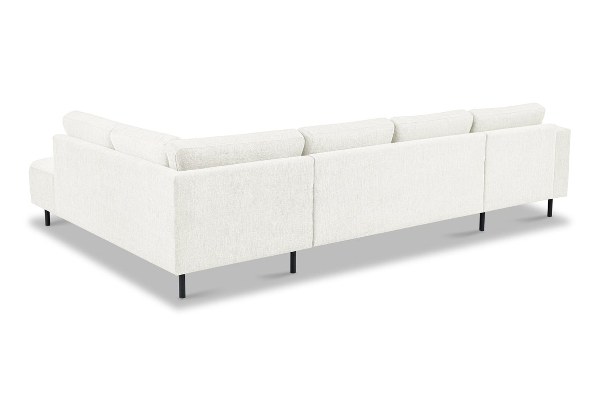 Modernes U-Sofa Ecksofa rechts beige Stoff Aniko 310x197x78 cm