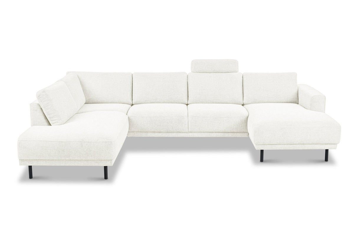Modernes U-Sofa Ecksofa links beige Stoff Aniko 310x197x78 cm