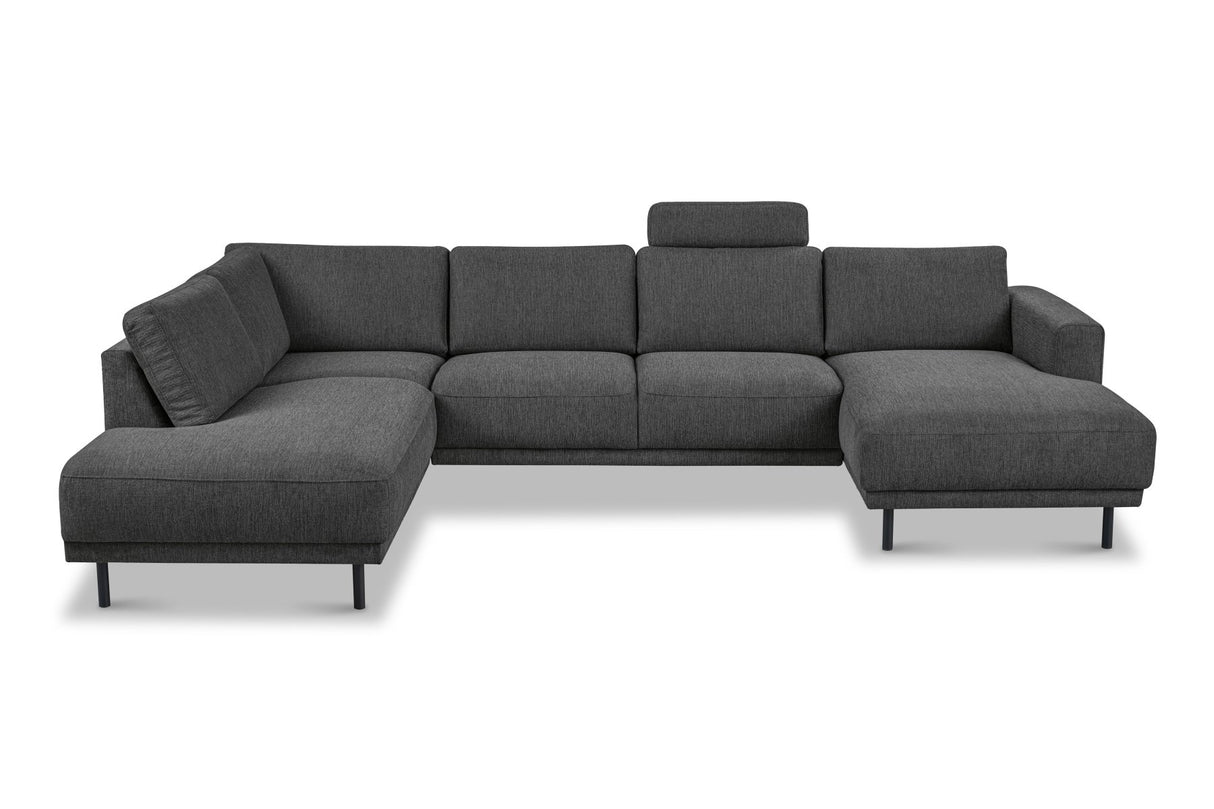 Modernes 3-Sitzer Ecksofa Rechts Anthrazit Stoff Aniko mit Liege 240x197x78 cm
