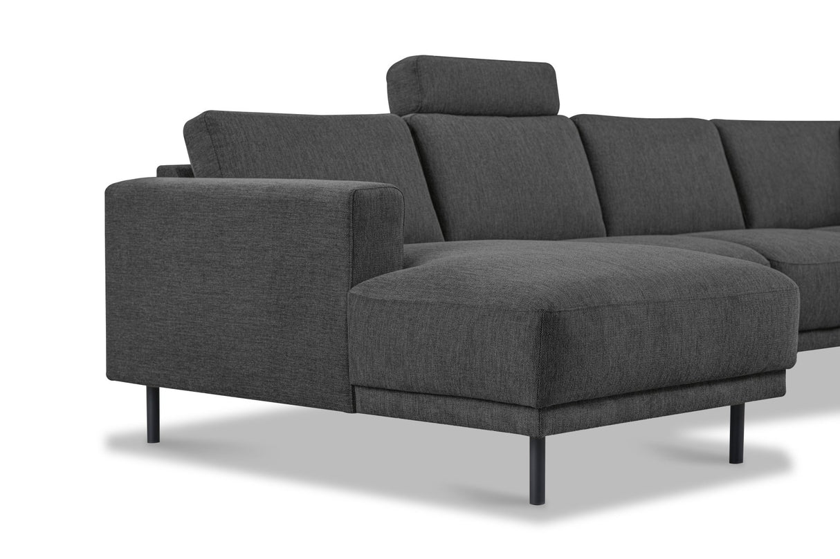 Modernes 3-Sitzer Ecksofa Rechts Anthrazit Stoff Aniko mit Liege 240x197x78 cm