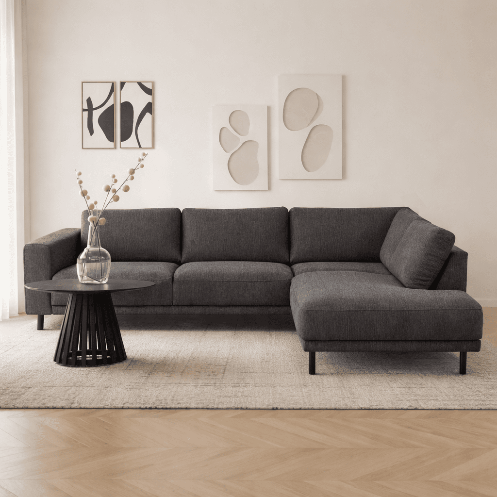 Modernes 3-Sitzer-Ecksofa mit Liege Anthrazit Stoff Aniko rechts 240x197x78 cm