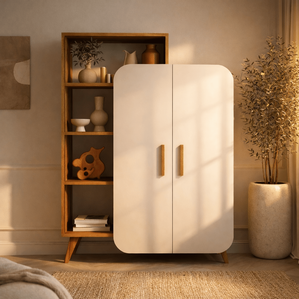 Bücherregal Form Walnuss weißes Melamin 90x132x32 cm