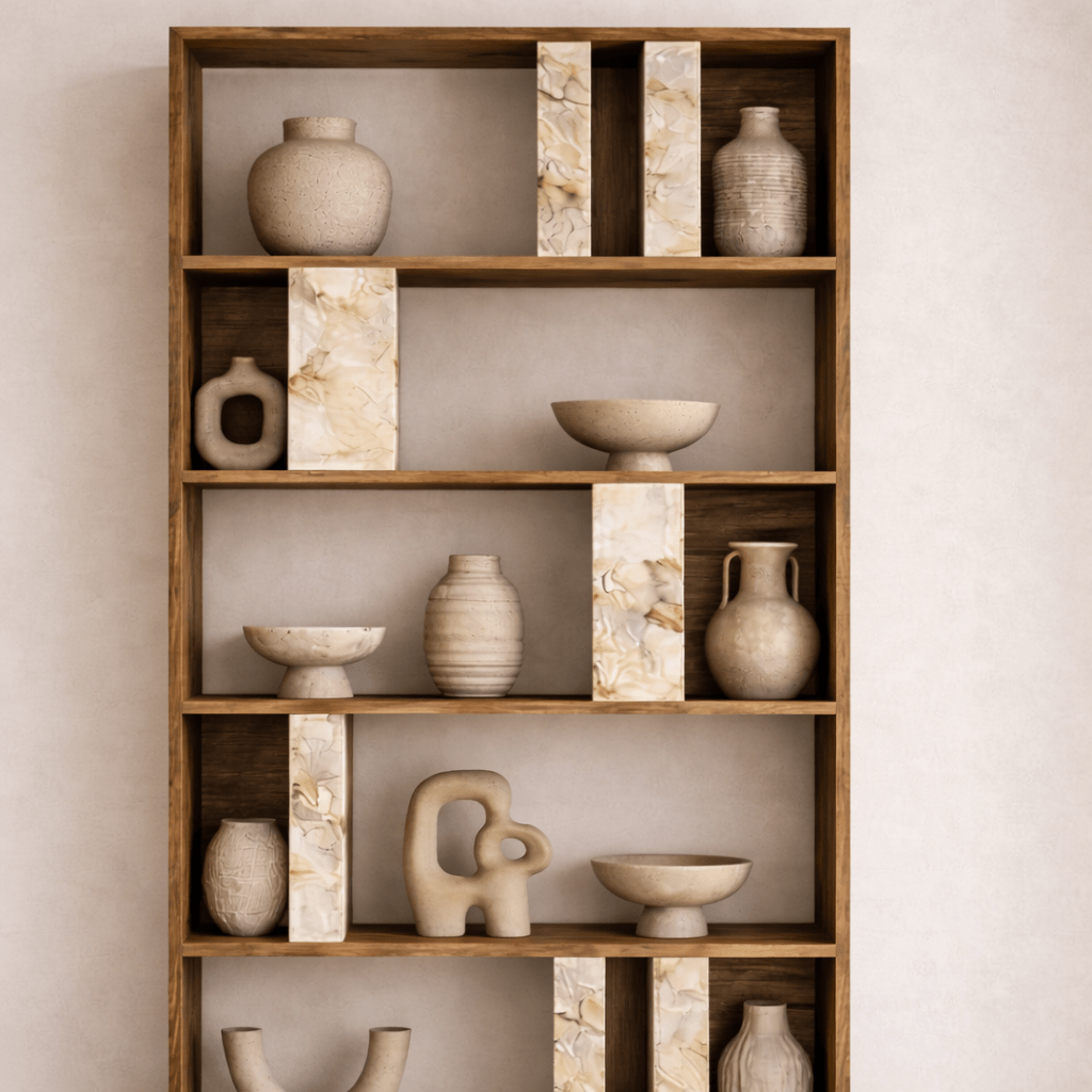 Bücherregal Lima Walnut White Marmer Melamine 90x180x20 cm