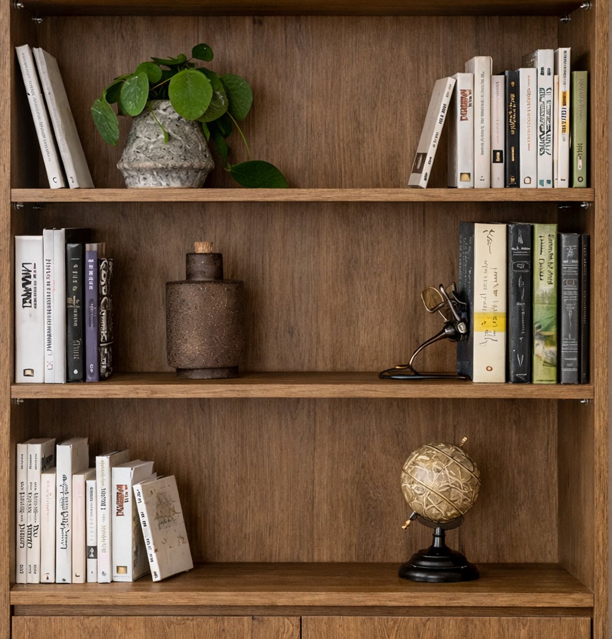 Bücherregal Rea Walnut Black Melamin 80x182x36 cm