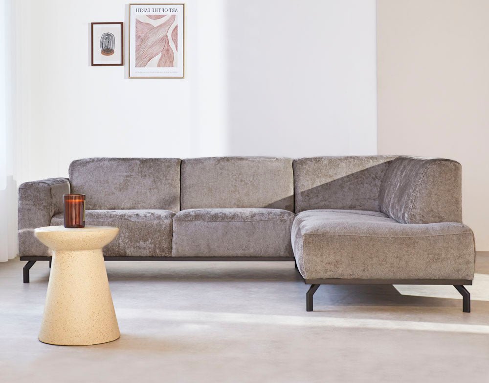 Ecksofa mit hohen Beinen Taupe Samt Chloe - rechts