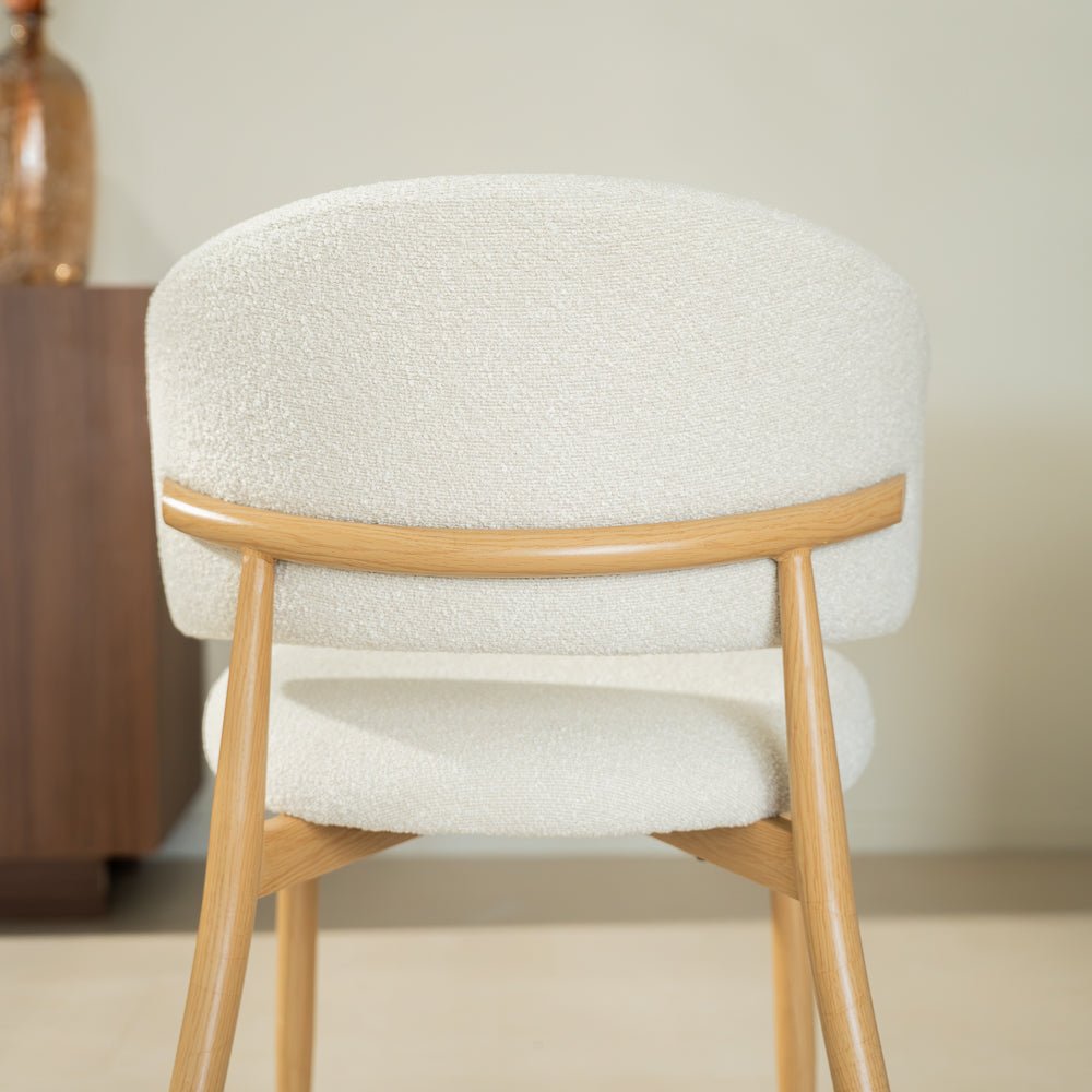 Esszimmerstühle-Japandi Esszimmerstuhl Yuka Beige - Rahmen in Eichenoptik -Dimehouse