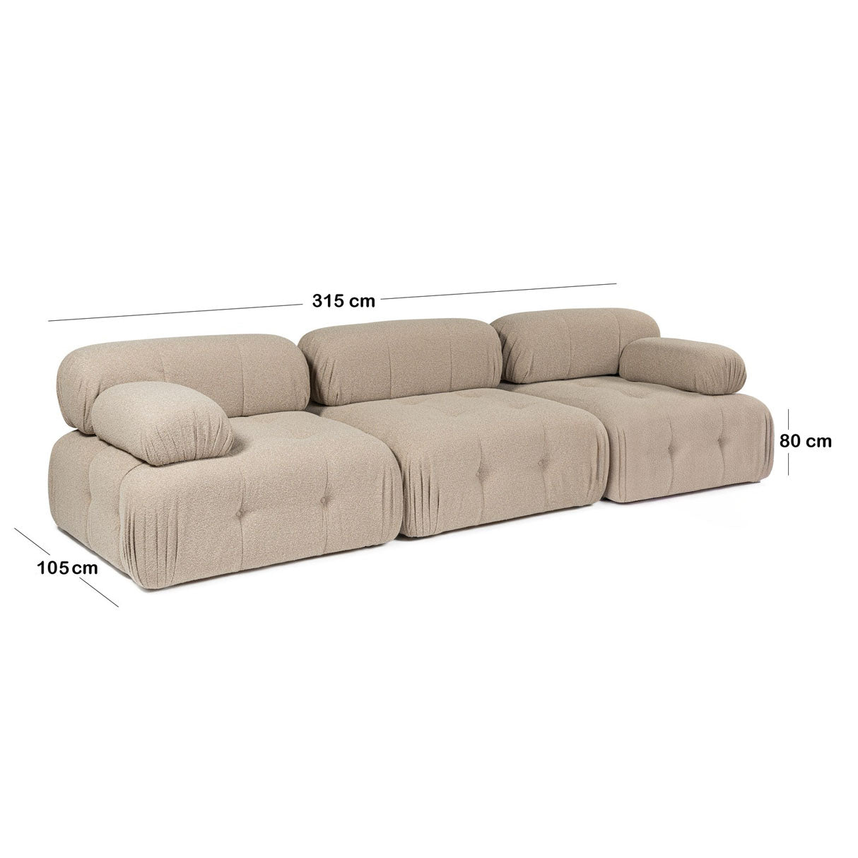 Modulare Bank 3-Sitzer Doeblo Beige