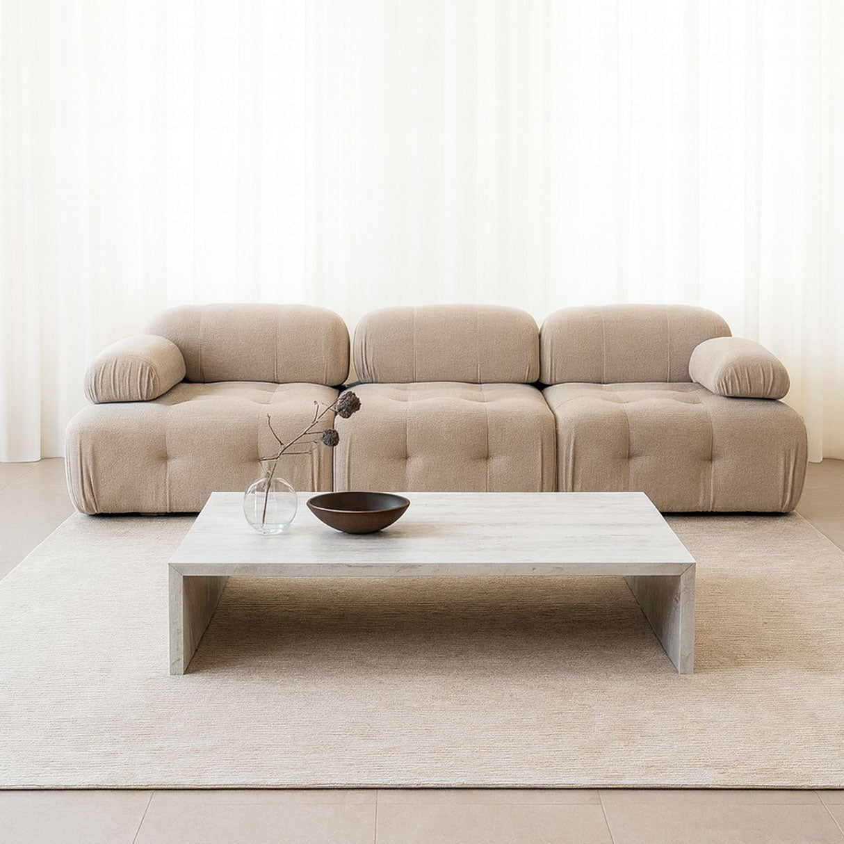 Modulare Bank 3-Sitzer Doeblo Beige