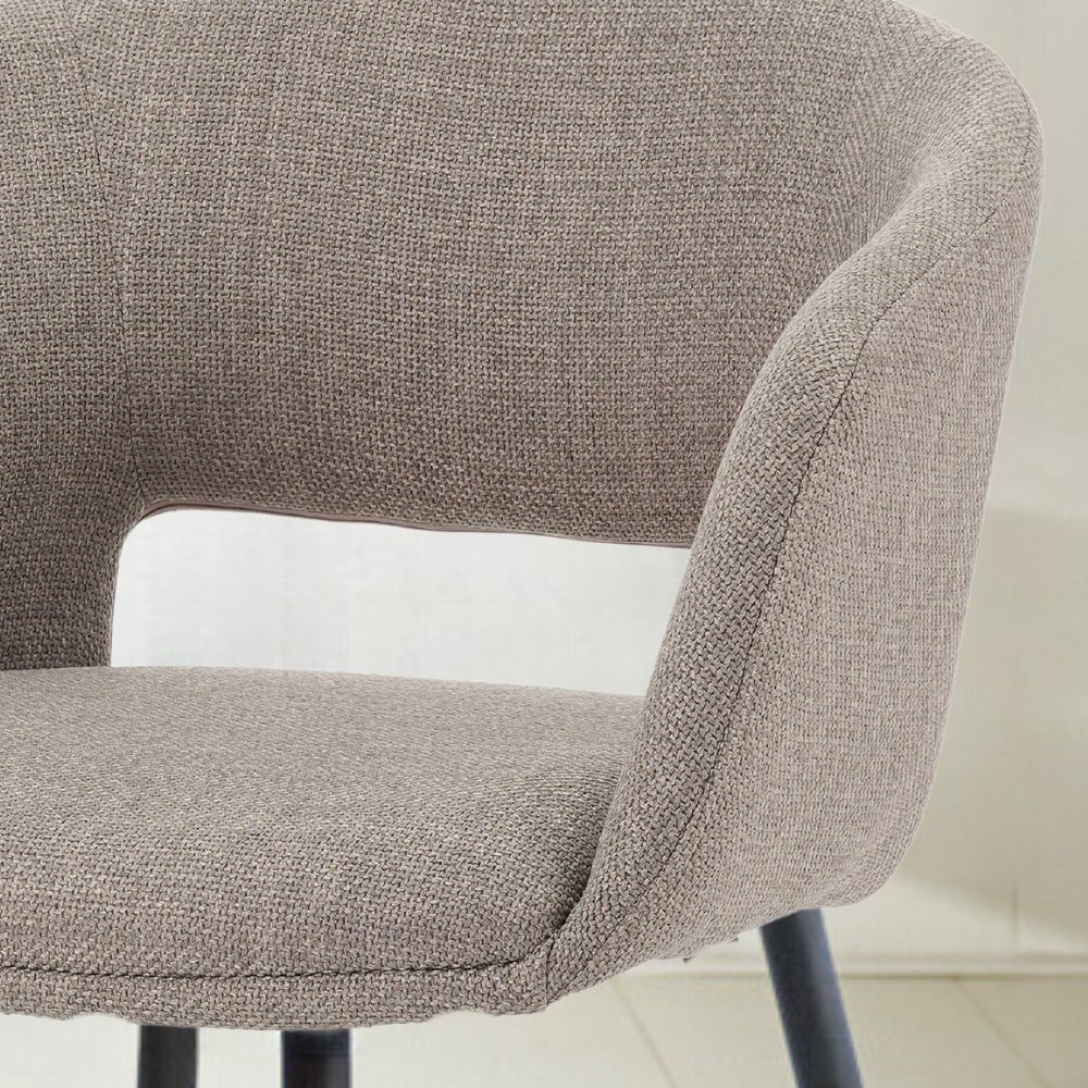 Set von 4 skandinavischen Esszimmerstühlen Don Taupe Stoff Schalenform - Mit Armlehnen