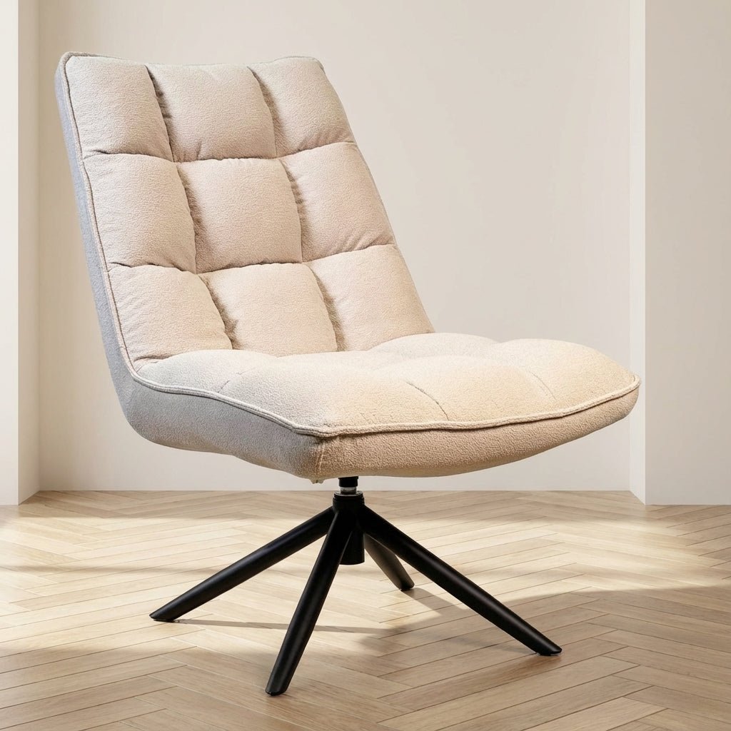 Draaifauteuil Yuki Beige Bouclé 360° Draaibaar sfeerfoto in modern interieur