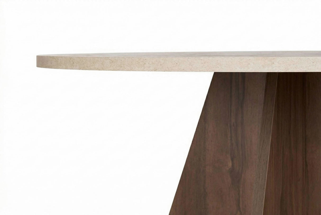 Runder Esstisch Mary in Nussbaum-Dekor Melamin – 125 cm