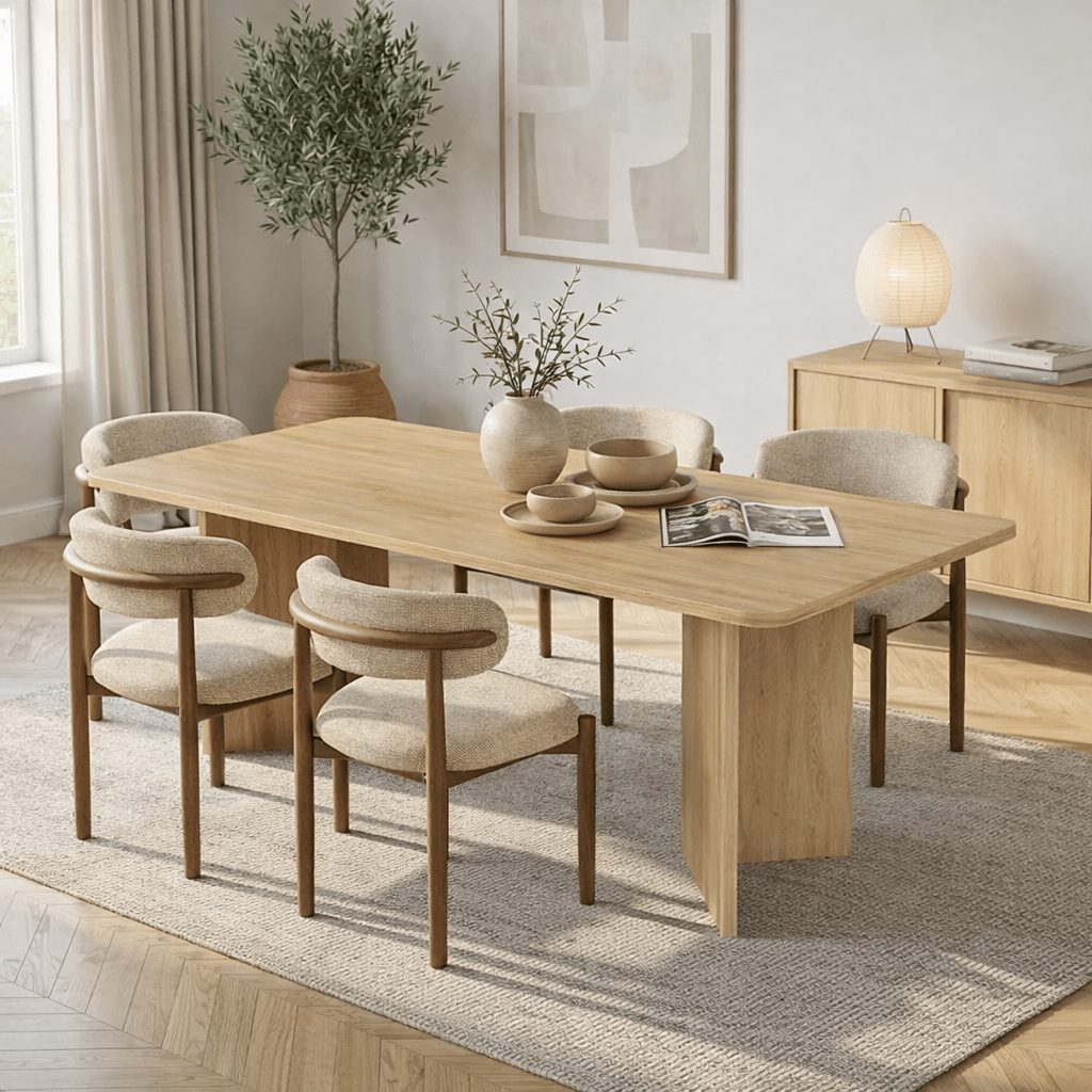 Rechteckiger Esstisch in Eiche Melamin 180x89,5x75 cm - Linova