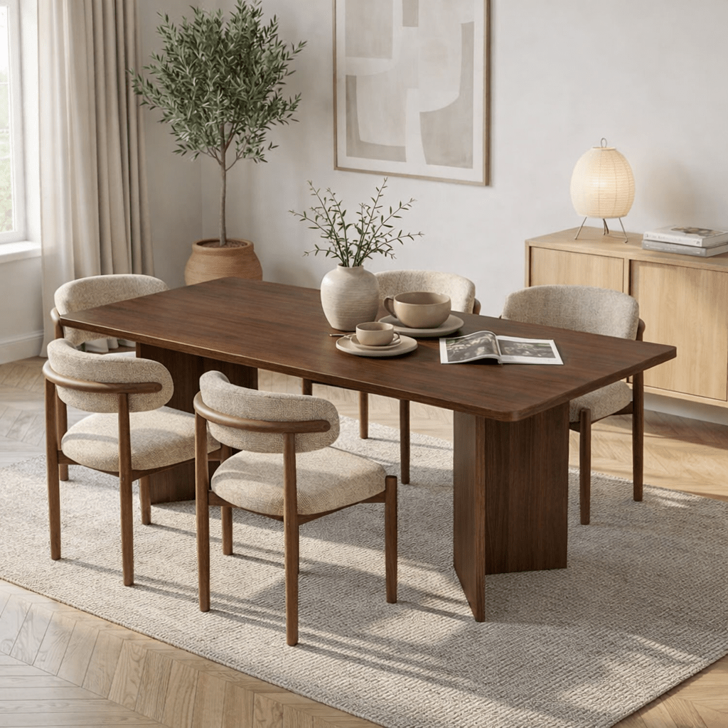 Rechteckiger Esstisch in Walnuss Melamin 180x89,5x75 cm - Linova