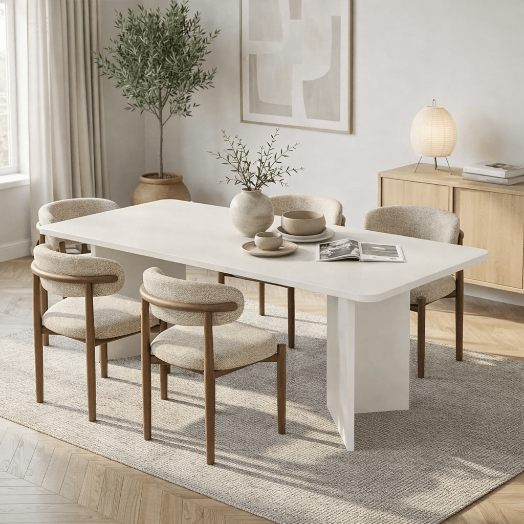 Weißer Esstisch aus Melamin rechteckig 180x89,5x75 cm - Linova