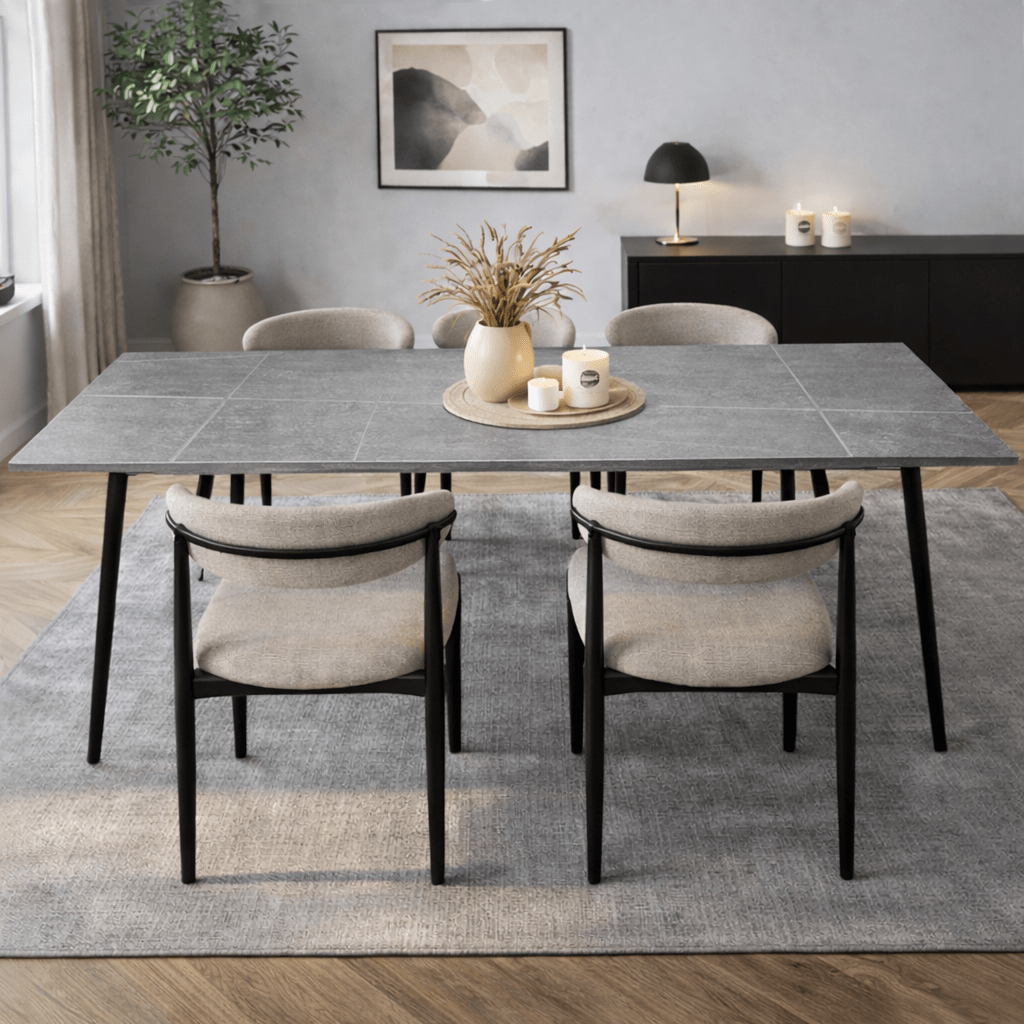 Esstisch Sinterstein Marmoroptik Grau - Jules