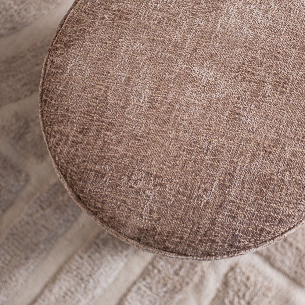 Fußhocker-Schuhe taupe Chenille Stoff - 40x40x35 cm - Mara-Dimehouse