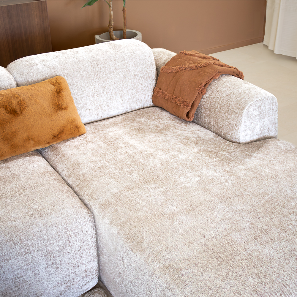 Ecksofa beige Chenille Stoff - 292x170 cm - Shane - rechts