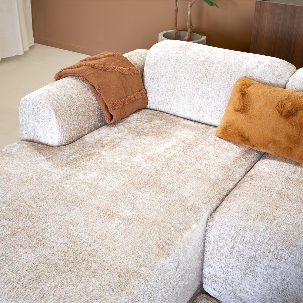 Ecksofa beige Chenille Stoff - 292x170 cm - Shane - links