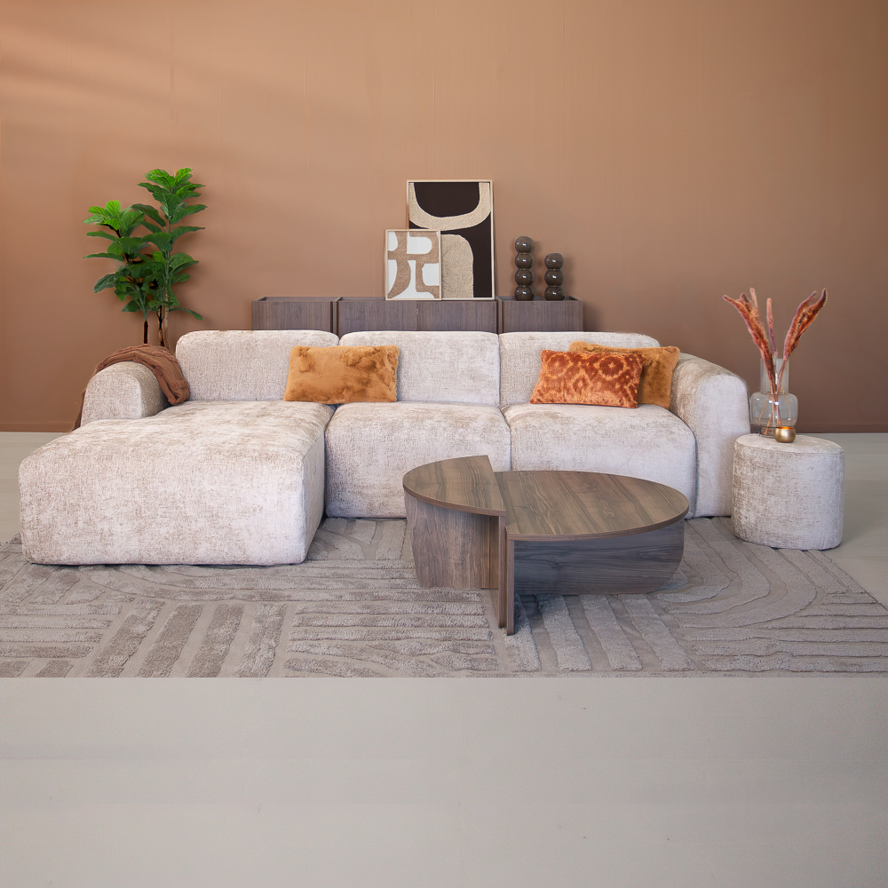 Ecksofa beige Chenille Stoff - 292x170 cm - Shane - links