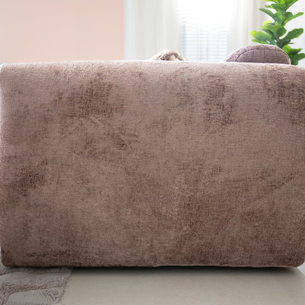 Banken-Ecksofa Taupe Chenille Stoff - 272x170 cm - Shane - links -Dimehouse