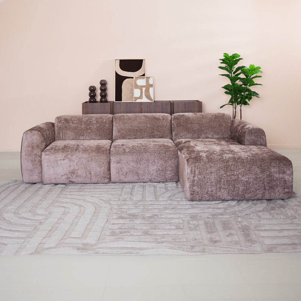 Banken-Hoekbank taupe chenille stof - 292x170 cm - Shane - rechts-Dimehouse
