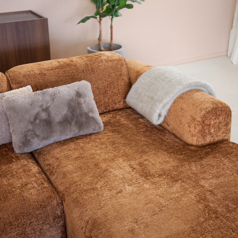 Ecksofa Ocker Chenille Stoff - 292x169 cm - Shane - rechts