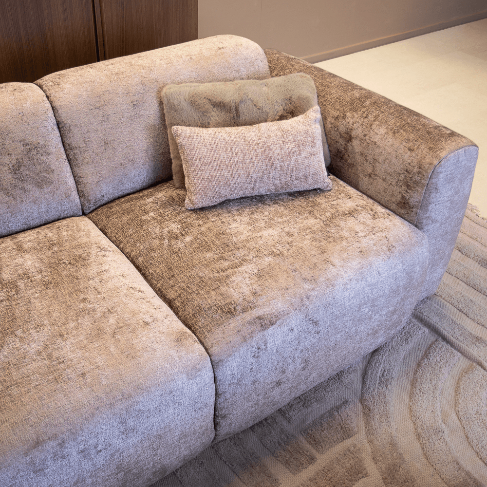 Banken-2-zits bank taupe chenille stof - 195x85 cm - Shane-Dimehouse