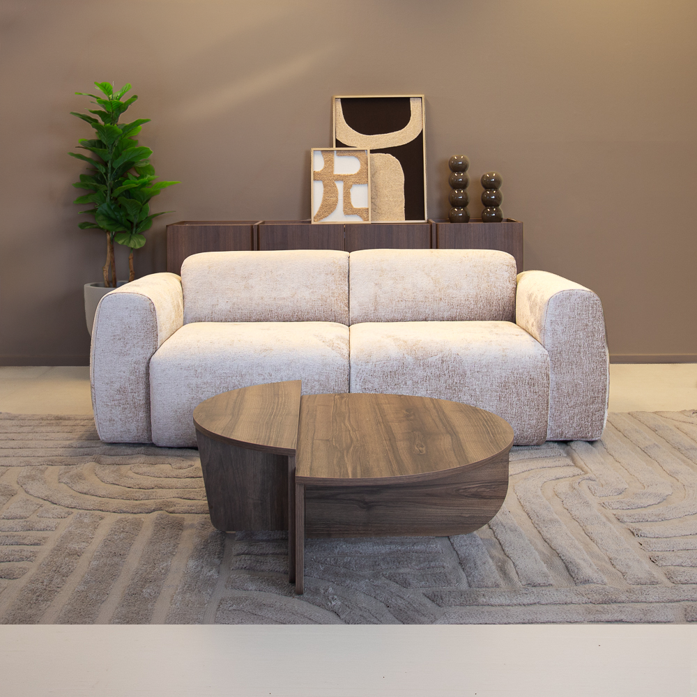 2-Sitzer-Sofa in Sand Chenille Stoff - 195x85 cm - Shane