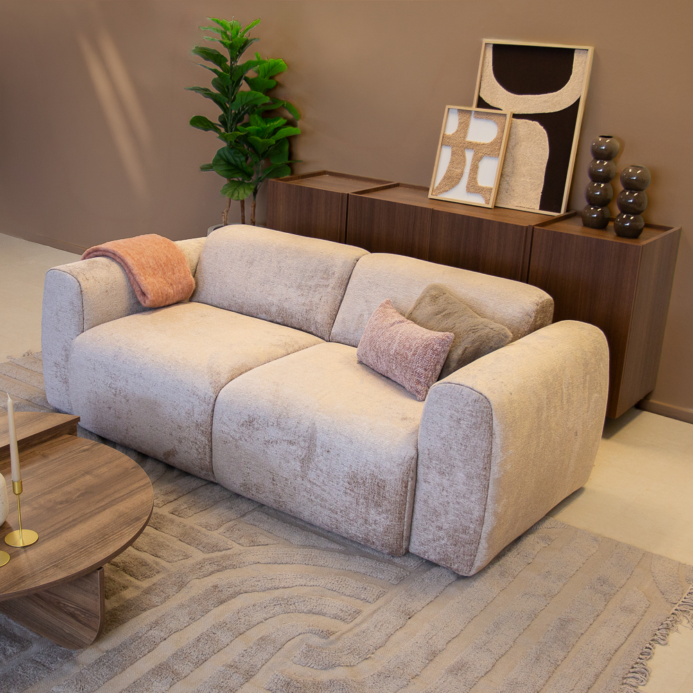 2-Sitzer-Sofa in Sand Chenille Stoff - 195x85 cm - Shane