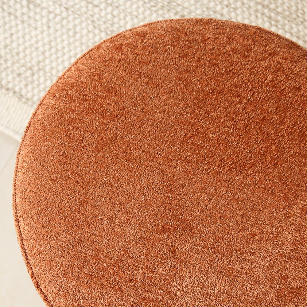Poefs-Ronde poef koper chenille bouclé - 40x40x35 cm - Veya-Dimehouse