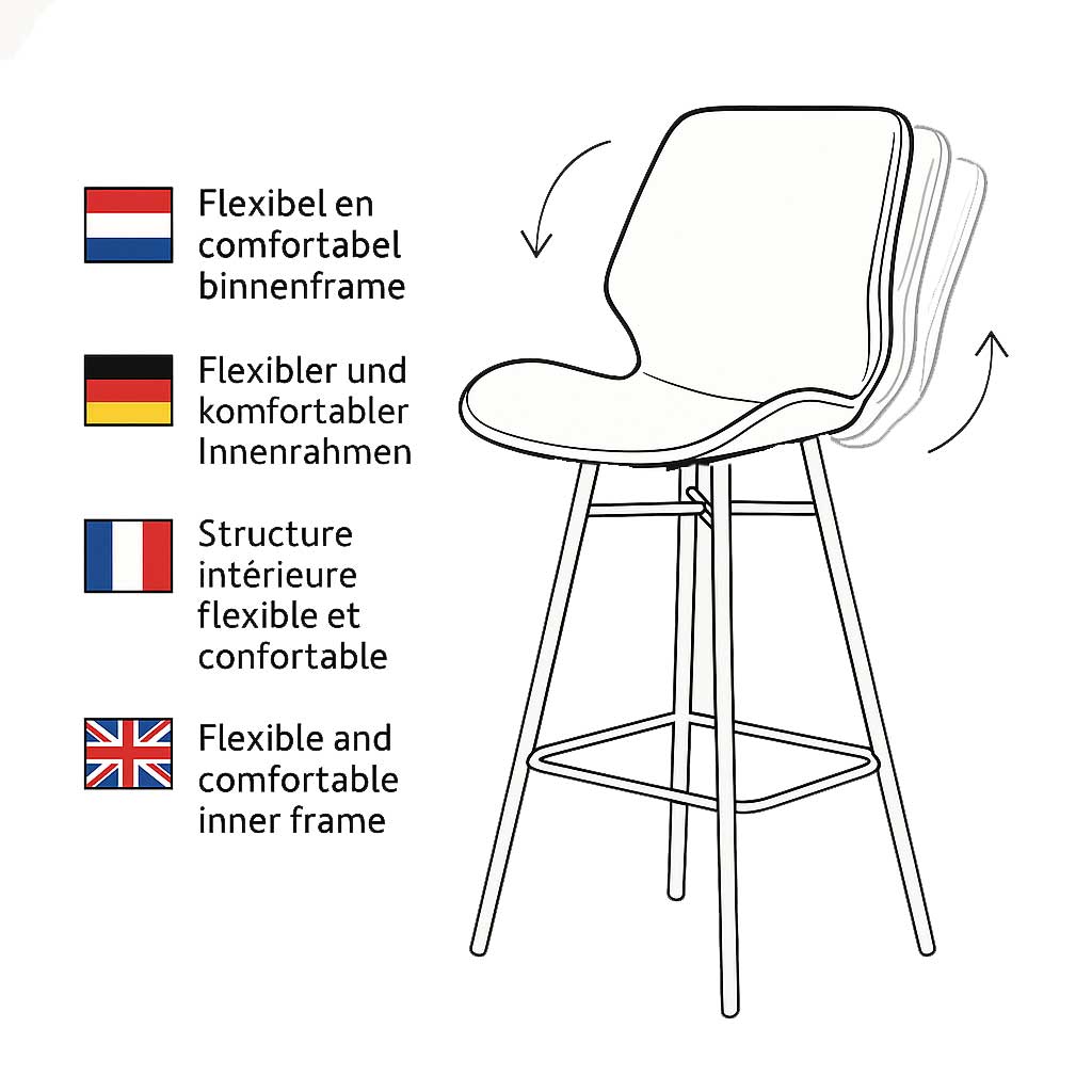 Beau Barhocker Beige Chenille Stoff - 67 cm Sitzhöhe - Ohne Armlehnen