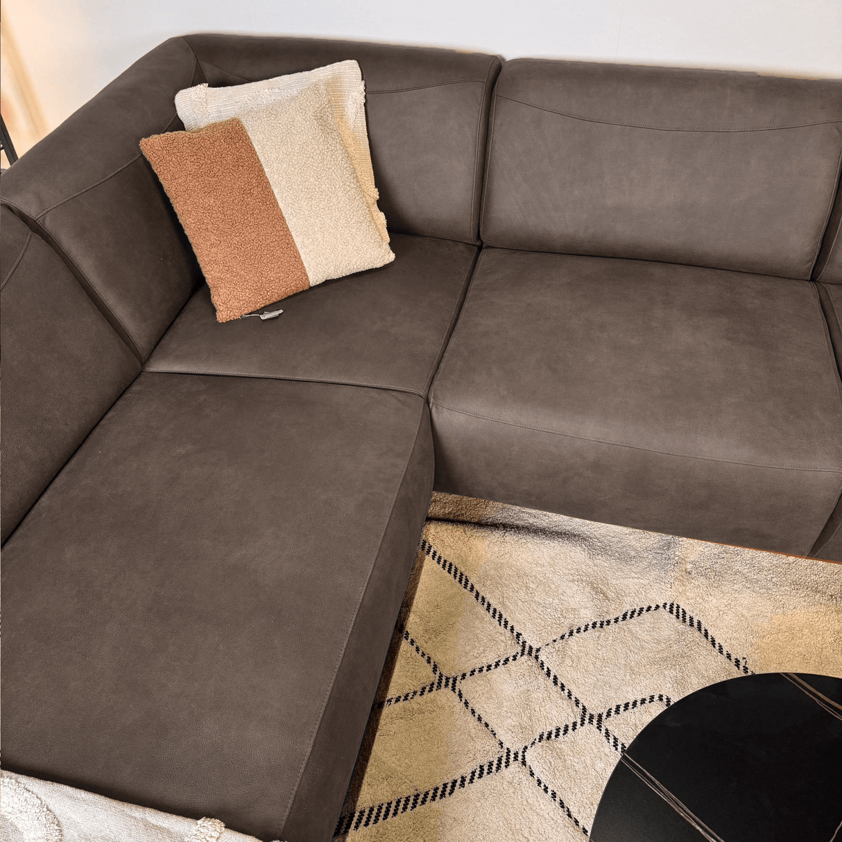 Ecksofa anthrazit robust eco-leder Barin - links