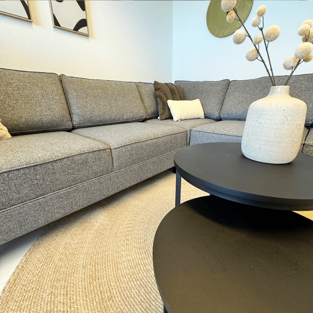 Ecksofa Kale Stoff Grau - fünf Personen