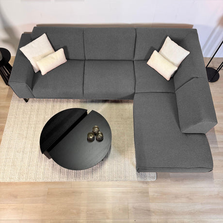 Ecksofa aus grauem Bouclé-Stoff Maël - rechts