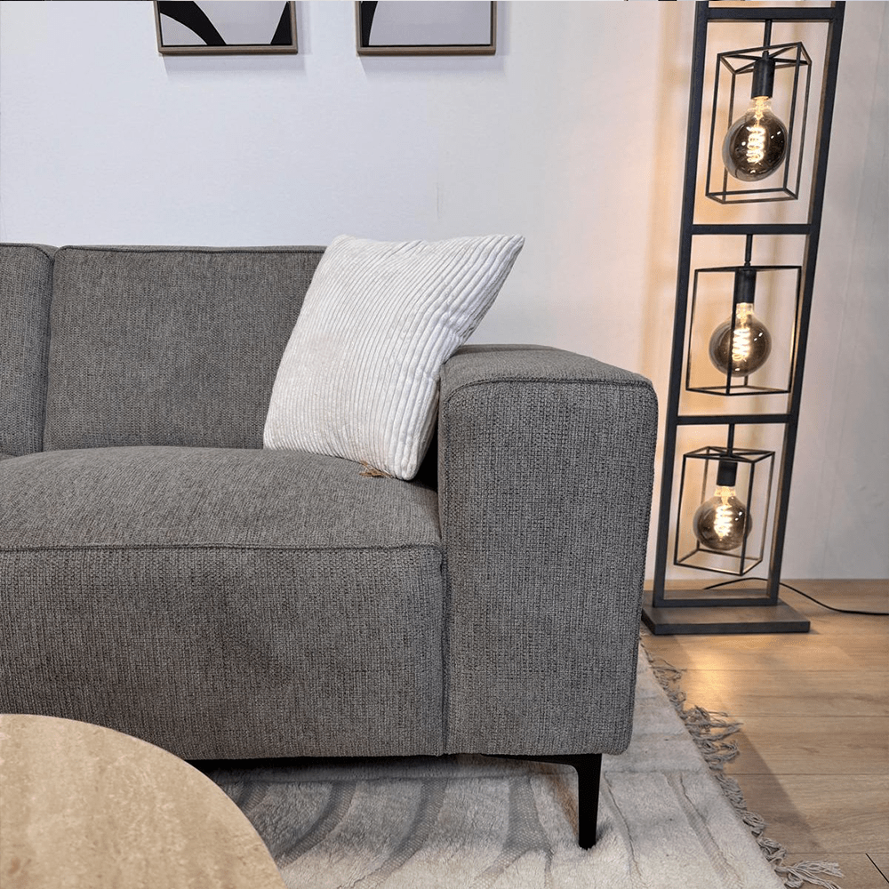 Ecksofa Taupe Chenille Gemäleerd Ravi – rechts